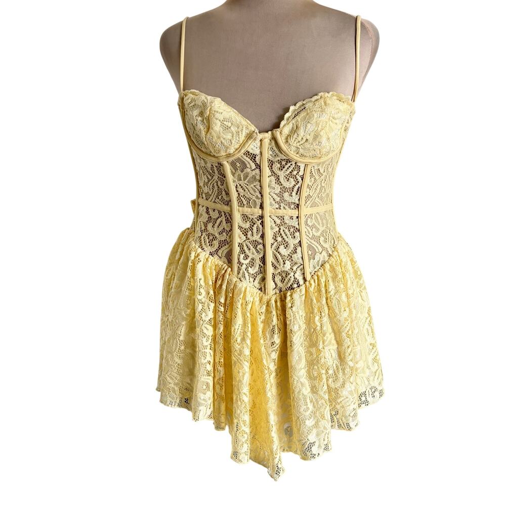 Lucy In The Sky Lace Medieval Fairy Corset Mini Coquette Dress Back Lace Up